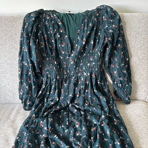 NWT Madewell Seersucker Sophia Midi Dress in Woodland Floral Sz S